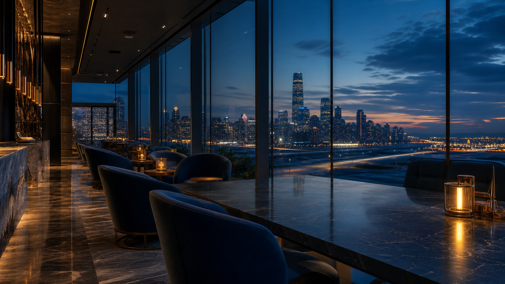 Chase Sapphire Reserve card in a blue airport lounge