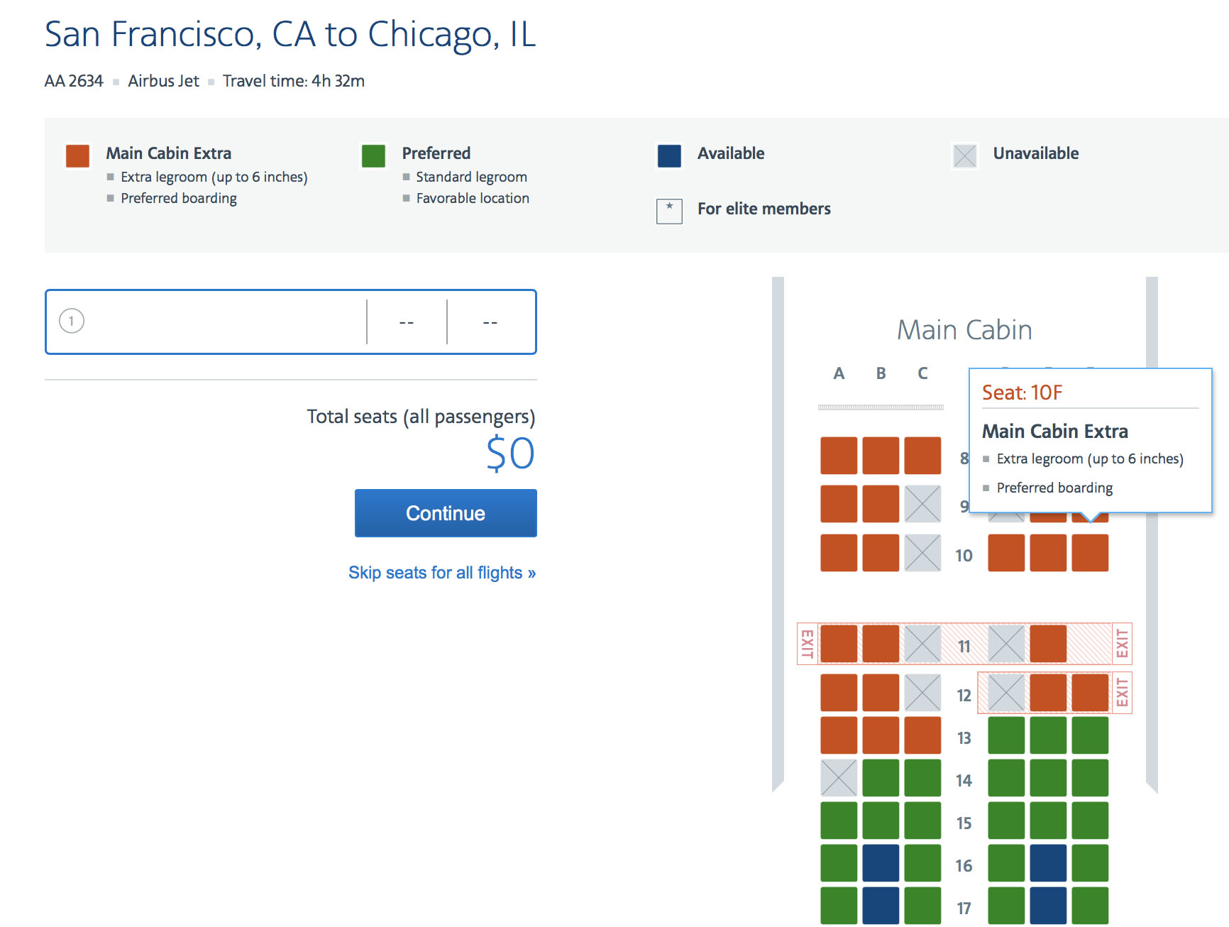 AA seat choice exp