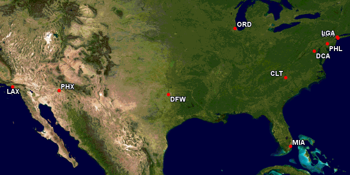 american hub cities