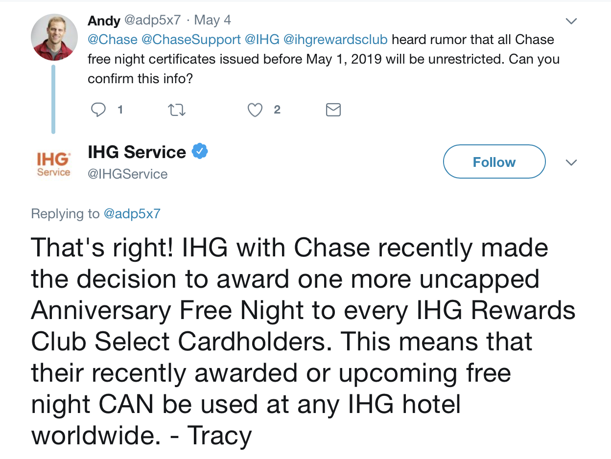 chase free night twitter response 2