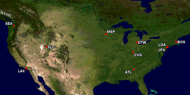 delta hub cities